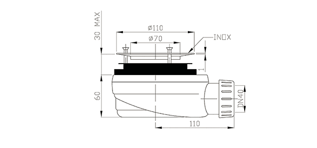 Niski syfon do brodzików 90mm z nierdzewnym kołnierzem