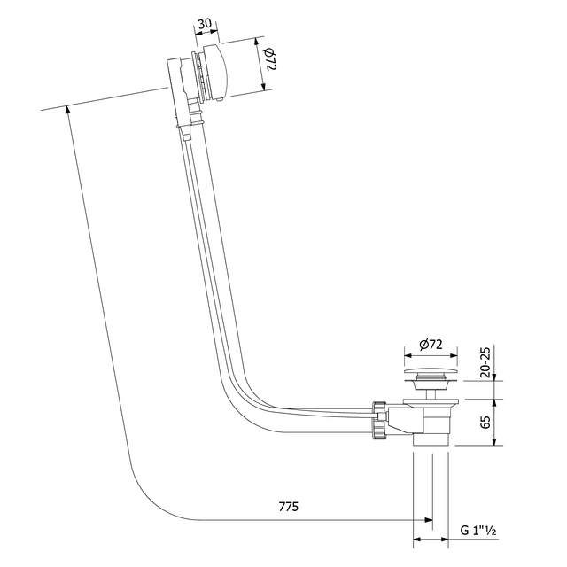MARBLE zestaw odpływowy automatyczny 775mm czarny mat