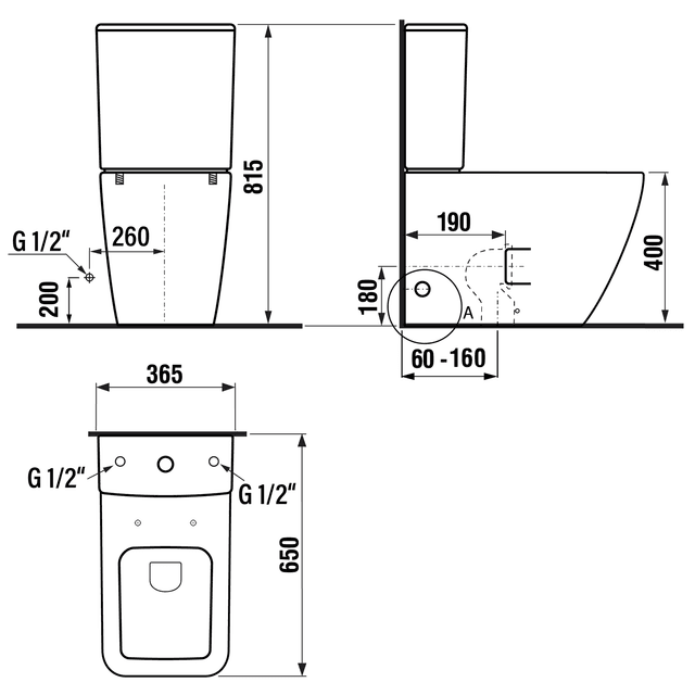 PORTO RIMLESS WC, poziomy/pionowy odpływ, bezrantowa ceramika