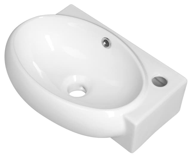 RIBERA umywalka ceramiczna 43x28,5 cm, ścienna z otworem na baterię