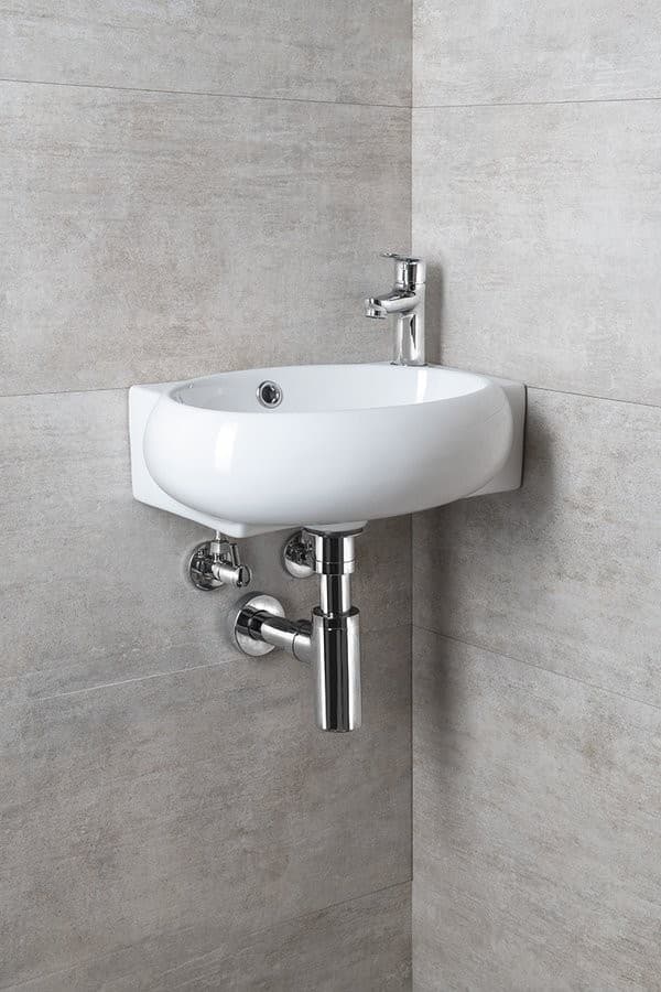 RIBERA umywalka ceramiczna 43x28,5 cm, ścienna z otworem na baterię