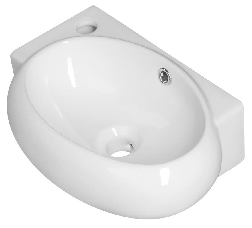 RIBERA umywalka ceramiczna 43x28,5 cm ścienna z otworem na baterię