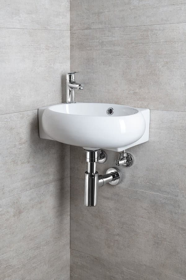 RIBERA umywalka ceramiczna 43x28,5 cm ścienna z otworem na baterię