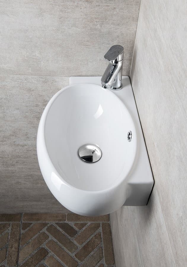 RIBERA umywalka ceramiczna 43x28,5 cm ścienna z otworem na baterię