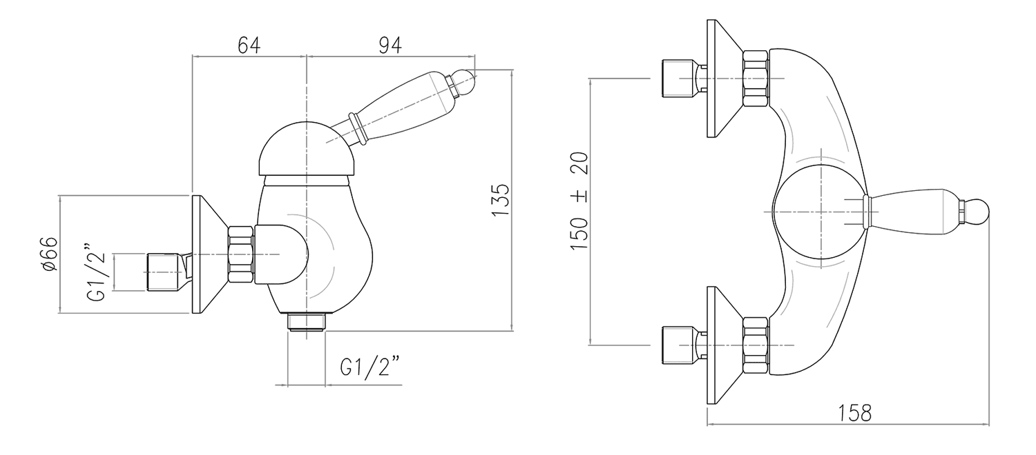 KIRKÉ WHITE bateria prysznicowa bez akcesoriów, biała