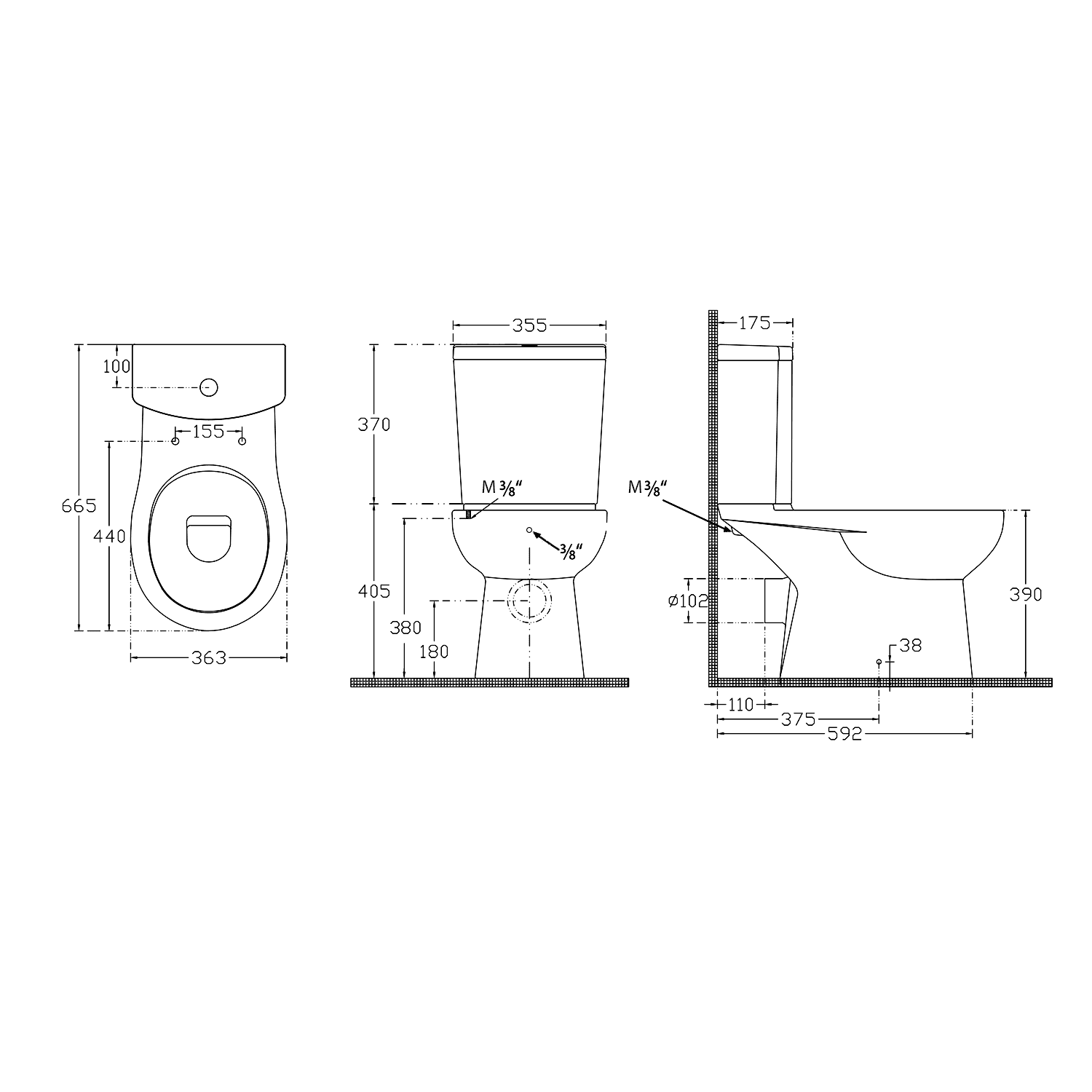 KAIRO WC kompakt z funkcją bidetu, tylny odpływ