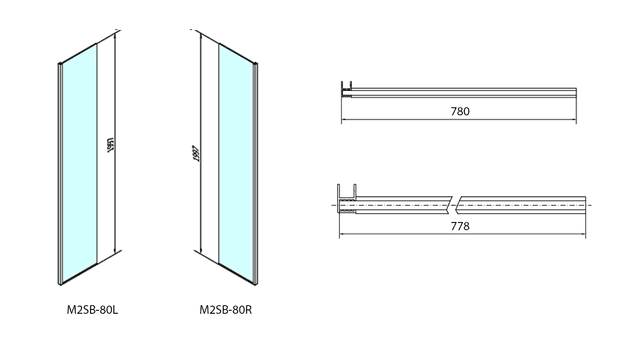 MODULAR SHOWER panel lewy 800 mm do ścianki modułowej MS2