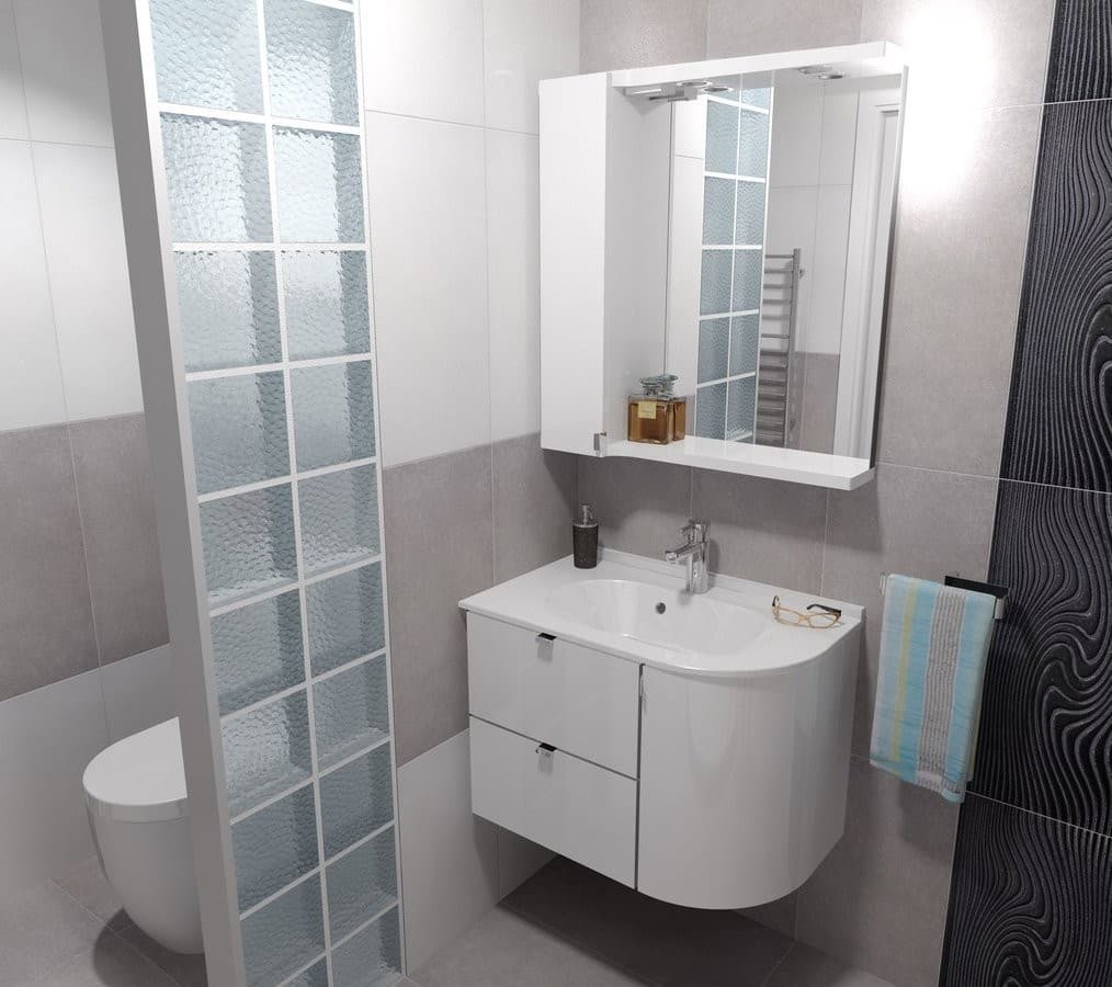 PULSE szafka z lustrem LED, 75x80x17 cm, lewa biała/antracyt (PU077L)