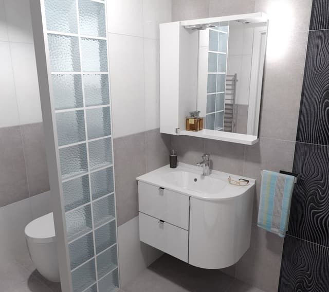 PULSE szafka z lustrem LED, 75x80x17 cm, lewa biała/antracyt (PU077L)