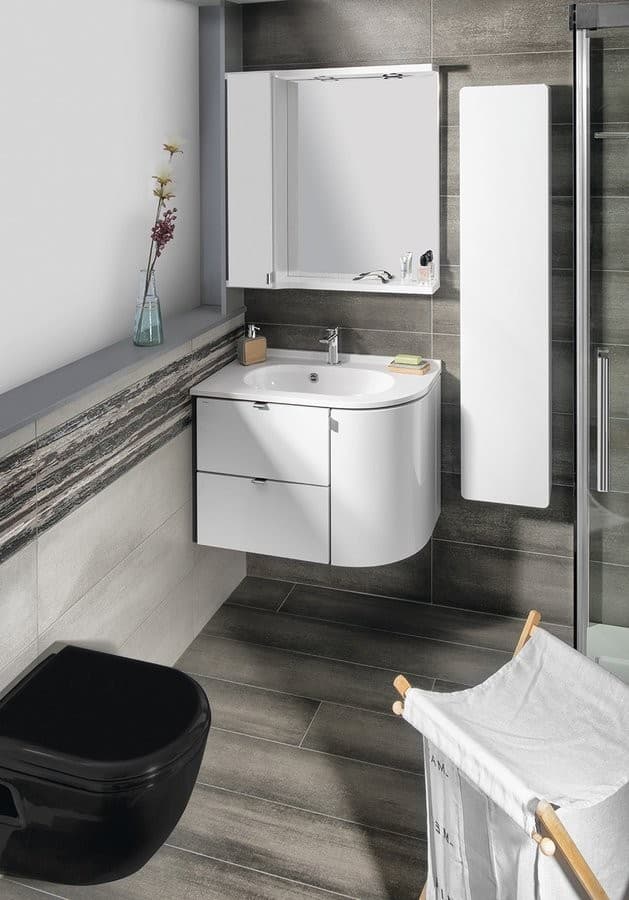 PULSE szafka z lustrem LED, 75x80x17 cm, lewa biała/antracyt (PU077L)