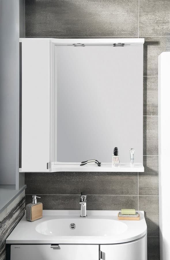 PULSE szafka z lustrem LED, 75x80x17 cm, lewa biała/antracyt (PU077L)