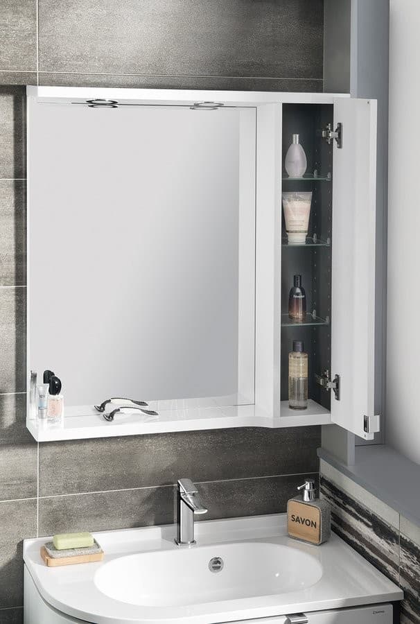 PULSE szafka z lustrem LED, 75x80x17cm, prawa