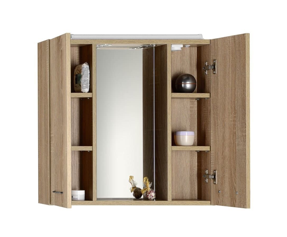 ZOJA KERAMIA FRESH szafka z lustrem, dąb platin 70x60x14cm