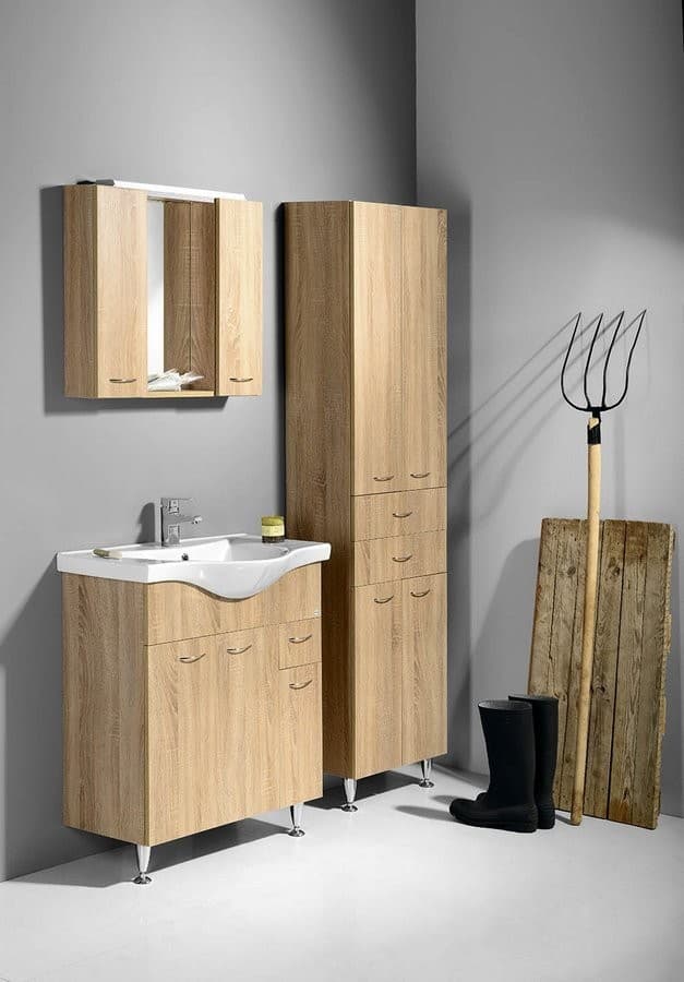 ZOJA KERAMIA FRESH szafka z lustrem, dąb platin 70x60x14cm