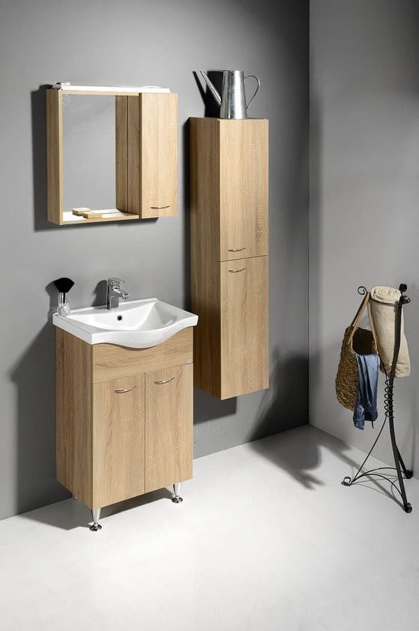 ZOJA KERAMIA FRESH szafka z lustrem 60x60cm, dąb platin