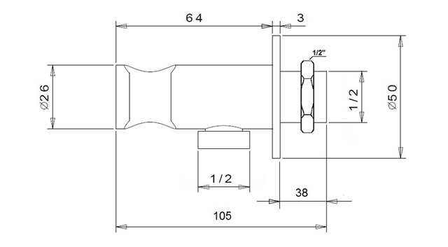 Przyłącze kątowe do baterii 1209-05 i 1209-09, chrom