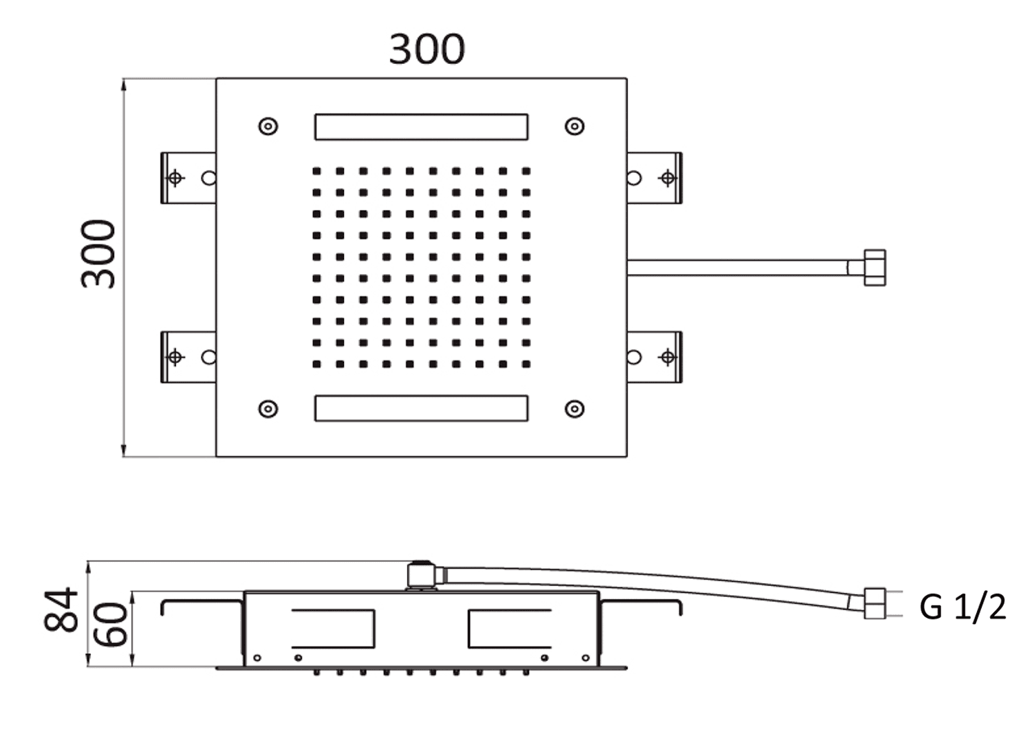 CHROMOTERAPIE deszczownica 30x30cm, z LED i sterownikiem A