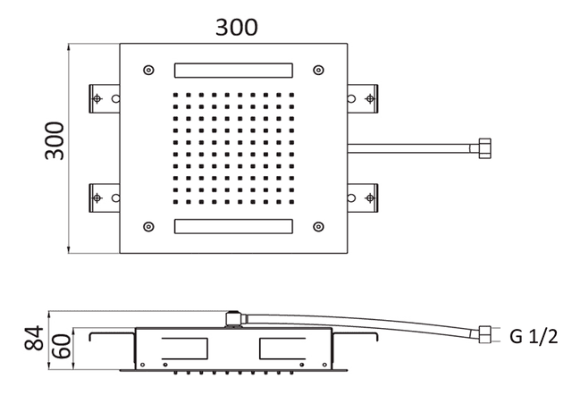 CHROMOTERAPIE deszczownica 30x30cm, z LED i sterownikiem A
