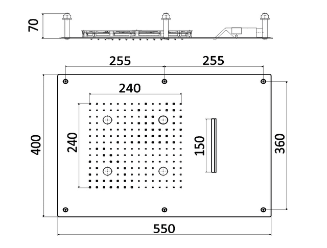 CHROMOTERAPIE deszczownica 55x40 cm z LED, kaskada, nierdzewna