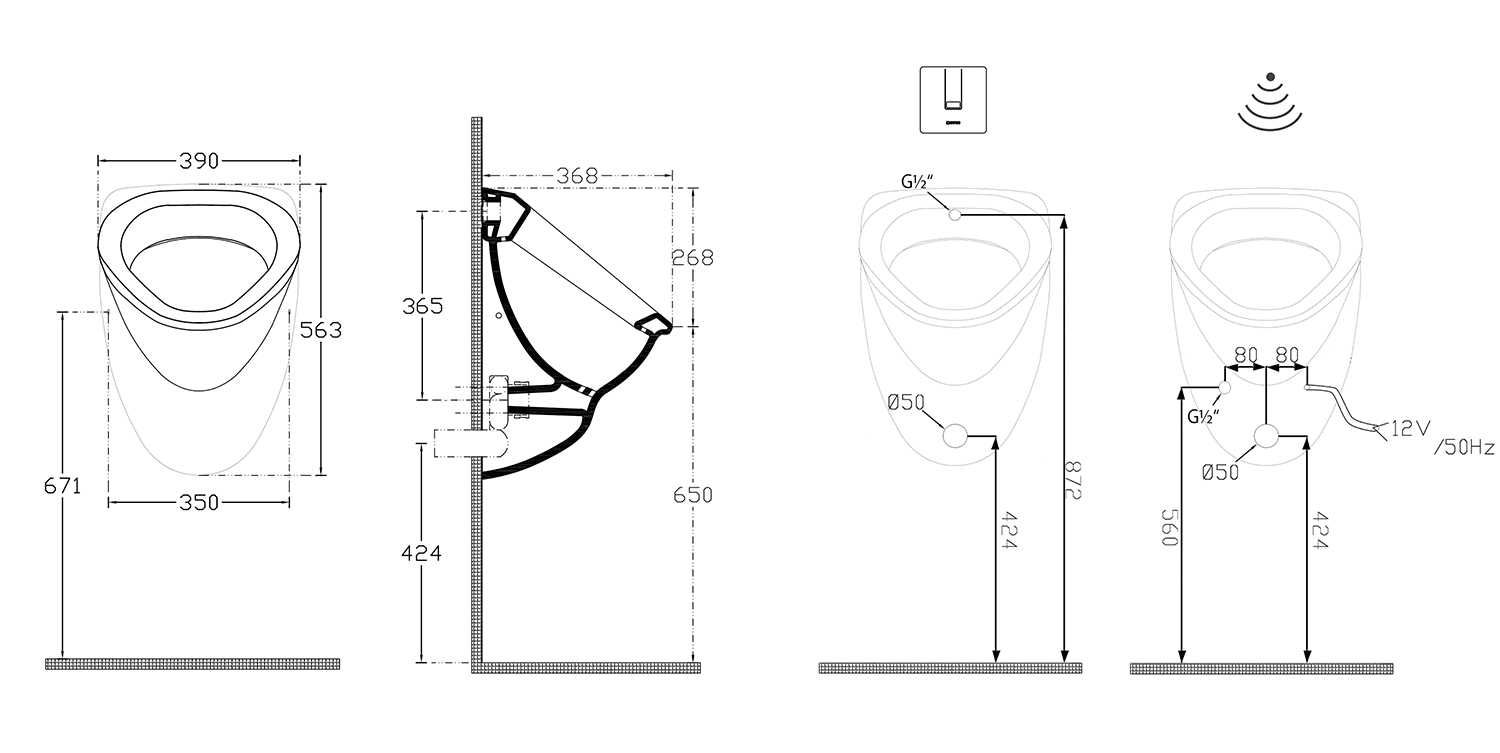 DYNASTY Pisuar 39x58cm z zestawem montażowym (10AR92001)