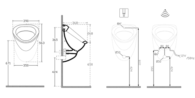 DYNASTY Pisuar 39x58cm z zestawem montażowym (10AR92001)