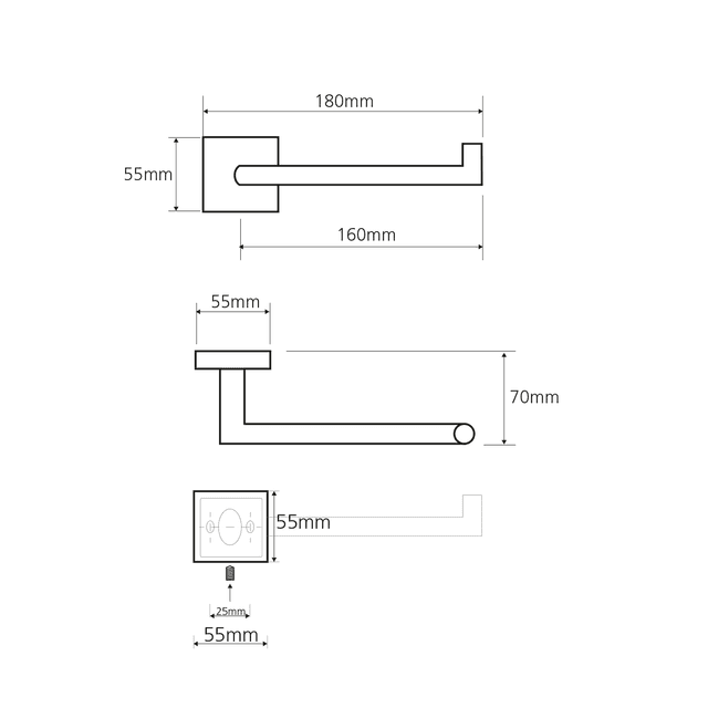 X-SQUARE wieszak na papier toaletowy bez klapki, chrom