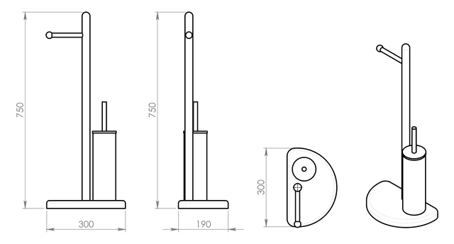 HIBISCUS Stojan z uchwytem na papier toaletowy i szczotkę WC, chrom