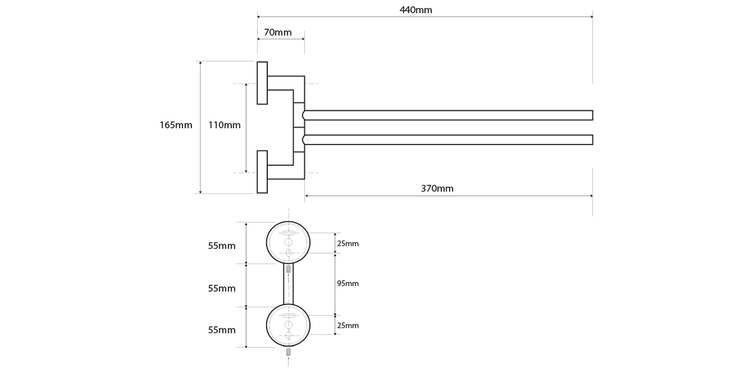 X-STEEL obrotowy wieszak na ręczniki podwójny, stal nierdzewna