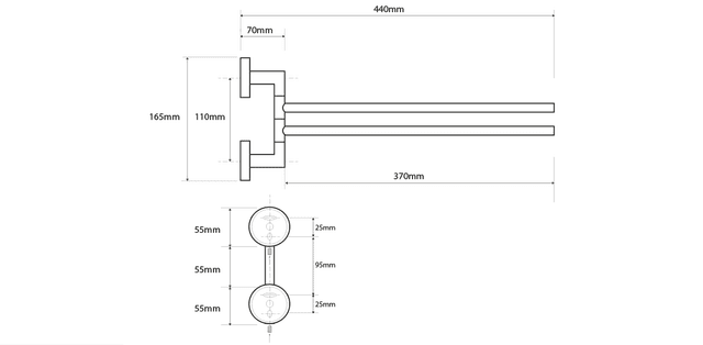 X-STEEL obrotowy wieszak na ręczniki podwójny, stal nierdzewna
