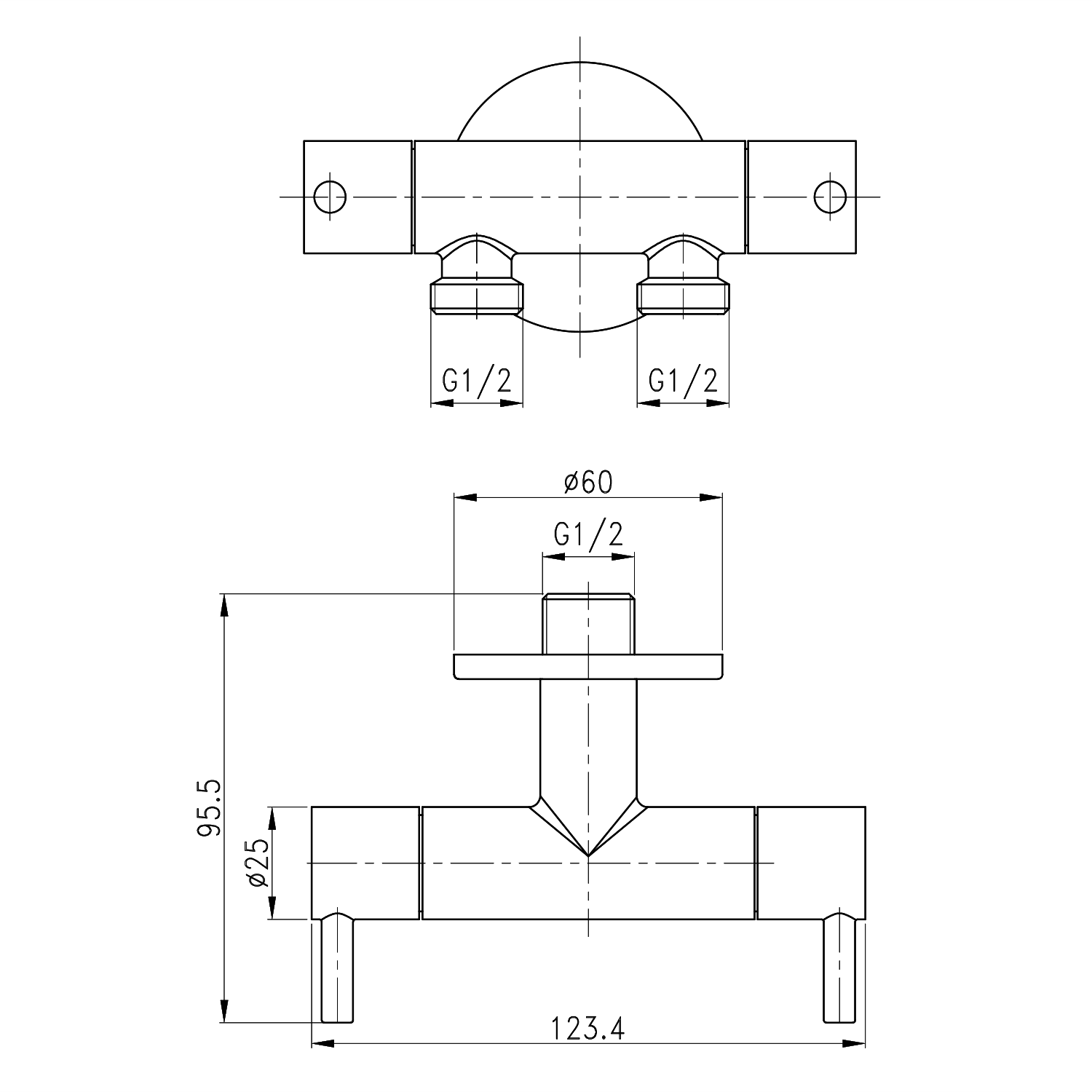 Podwójny zawór do prysznica bidetowego i WC, chrom 3696