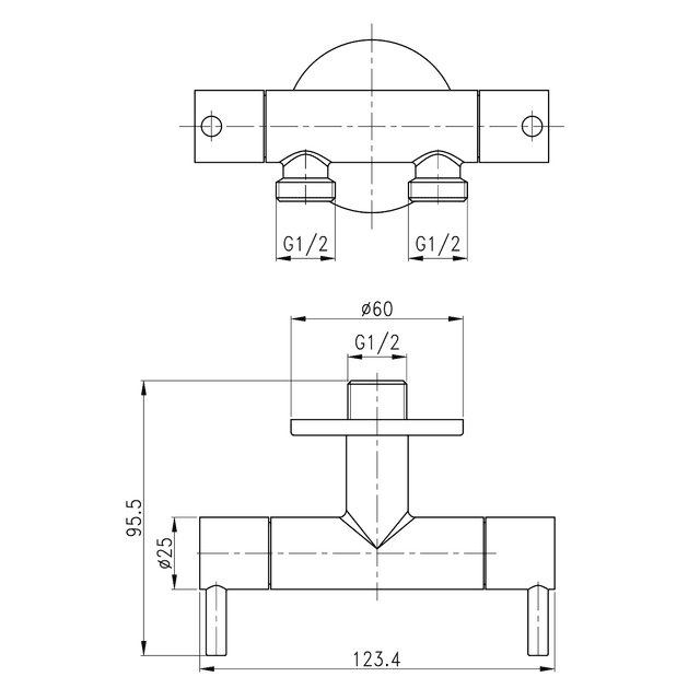 Podwójny zawór do prysznica bidetowego i WC, chrom 3696