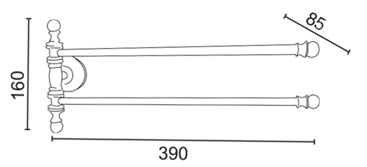 PERLA obrotowy wieszak na ręczniki podwójny 390mm różowe złoto