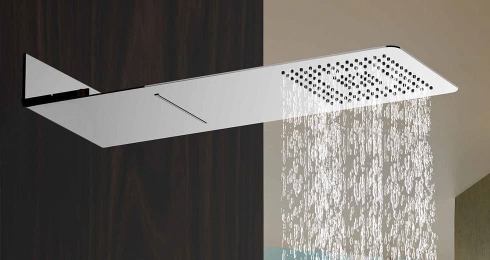 SLIM deszczownia ścienna z kaskadą 220x500mm, stal nierdzewna