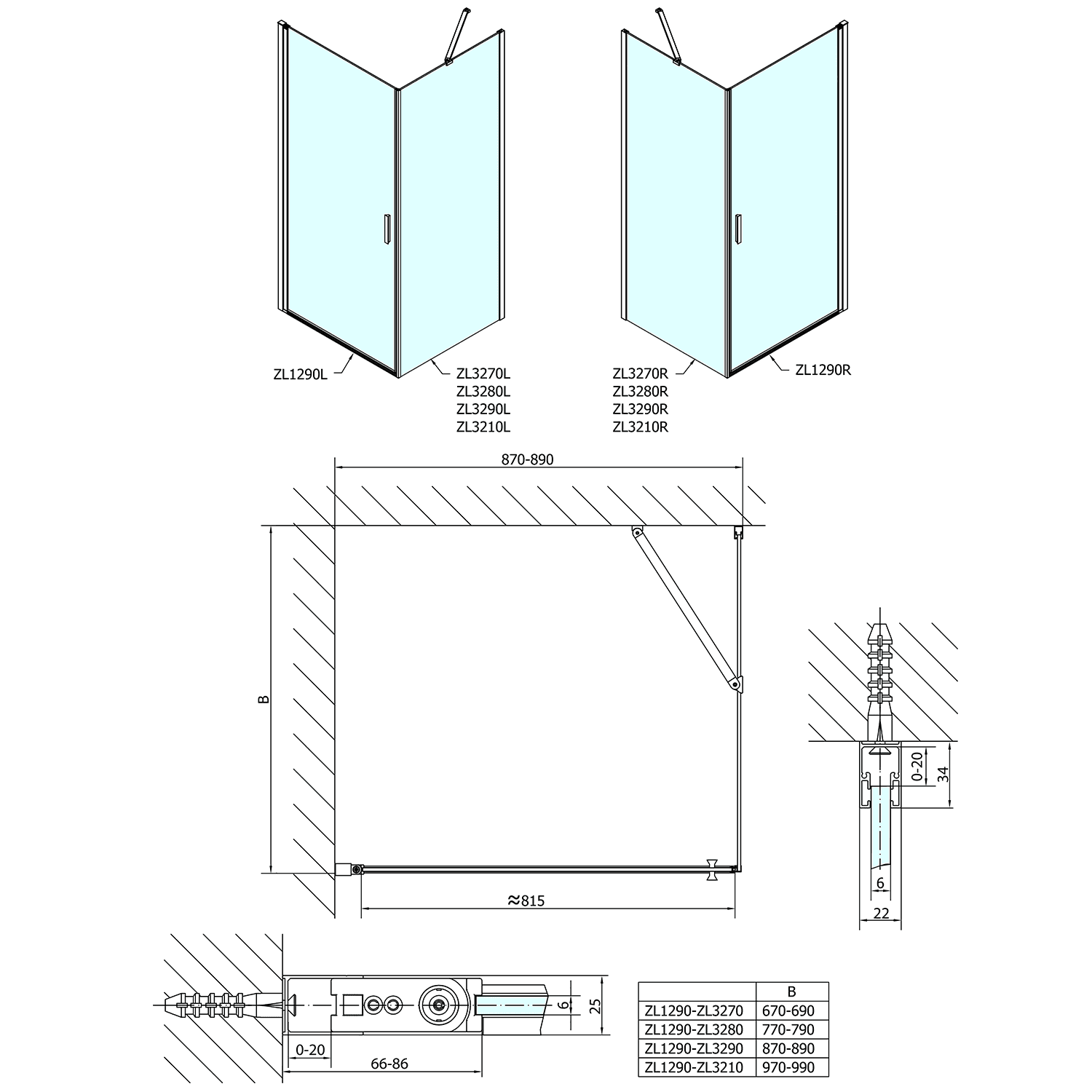 Zoom Line prostokątna kabina prysznicowa 900x800mm uniwersalna