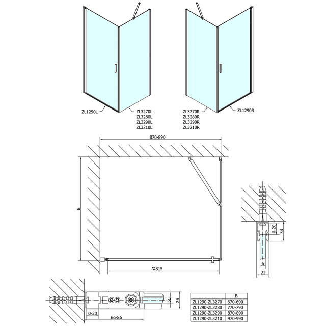 Zoom Line prostokątna kabina prysznicowa 900x1000mm L/P