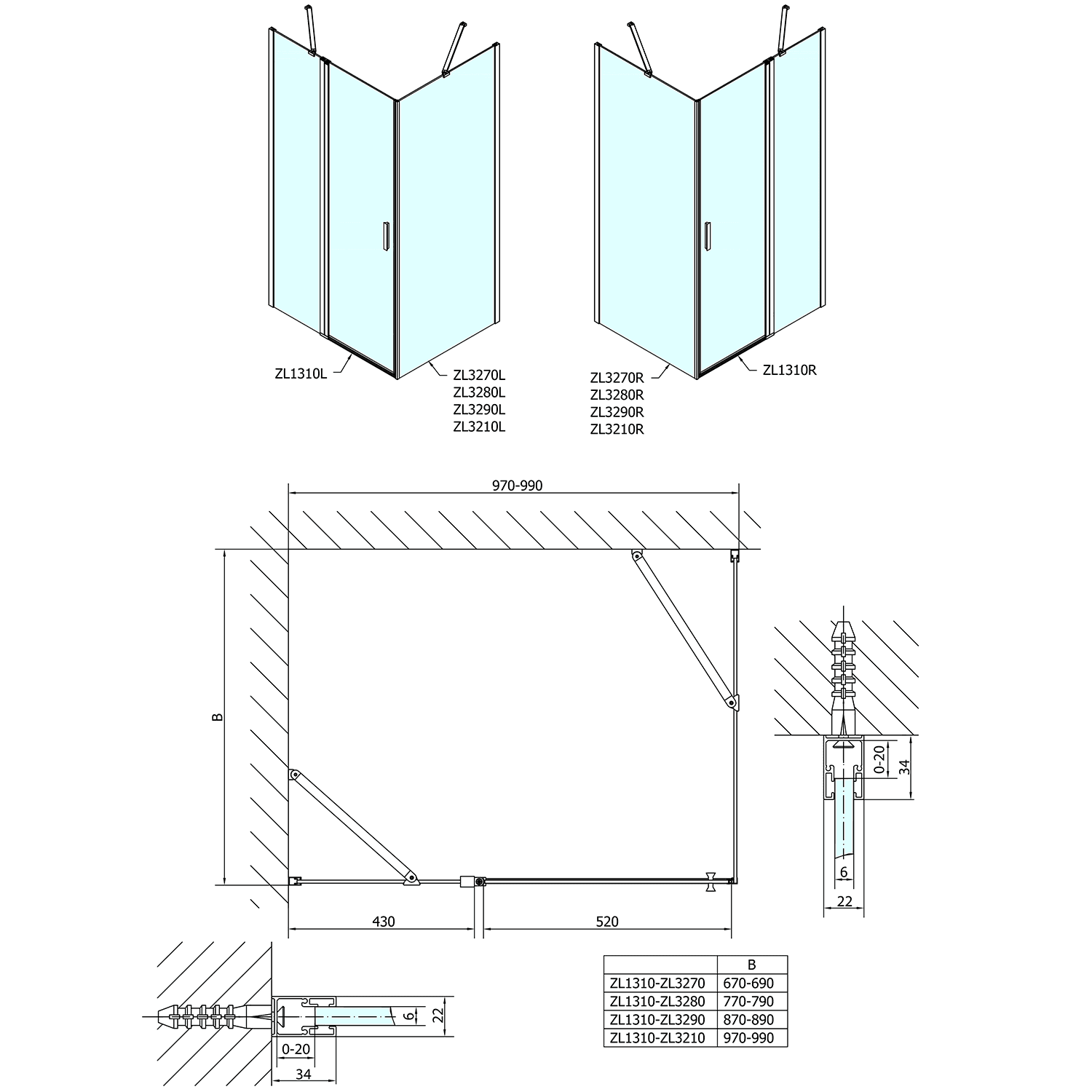 Zoom Line prostokątna kabina prysznicowa 1000x900mm L/P