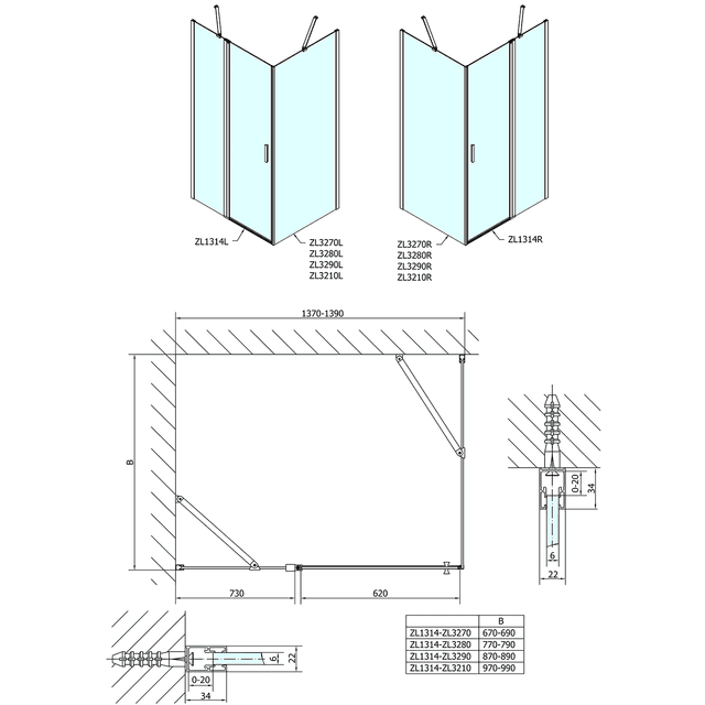 Zoom Line prostokątna kabina prysznicowa 140x90 cm L/P