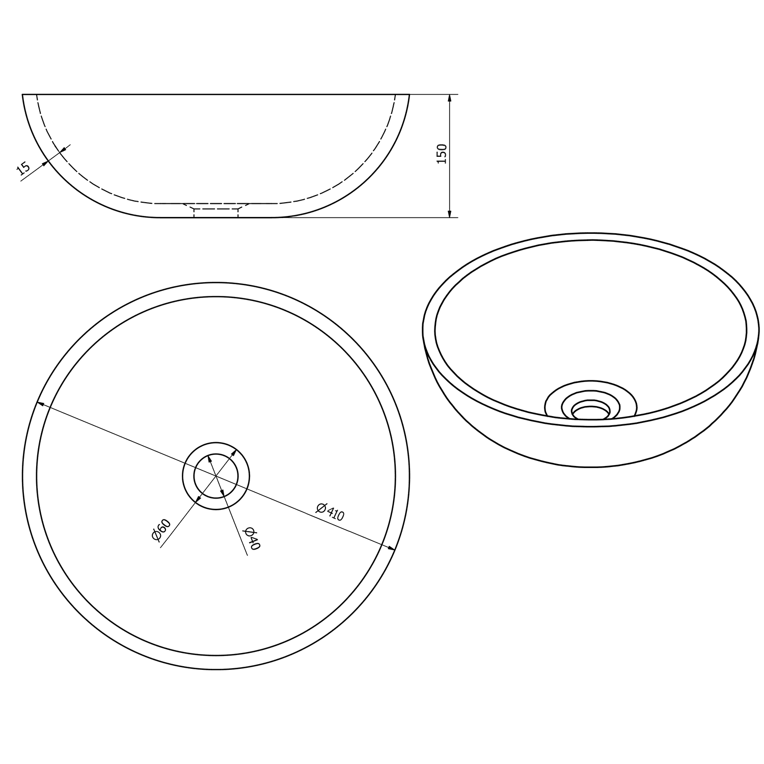 PRIORI ceramiczna umywalka okrągła 40,5 cm z ozdobami