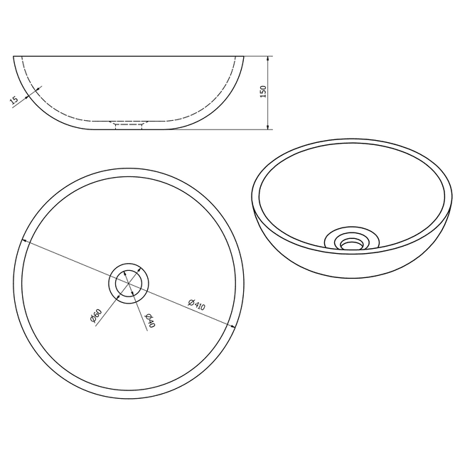 PRIORI ceramiczna umywalka okrągła 40,5 cm z ozdobami