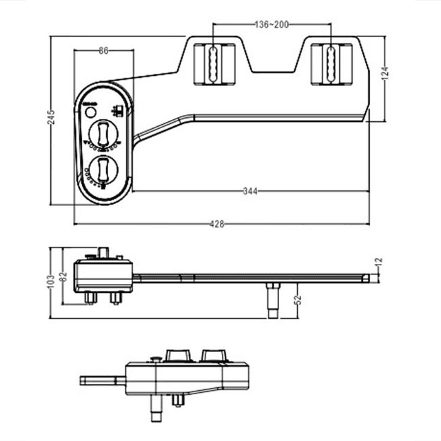 EASY CLEANING bidet pod deskę WC, zasilanie zimną i ciepłą wodą