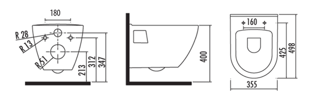 WC wisząca Brilla z Geberit, przycisk, podtynkowa biała