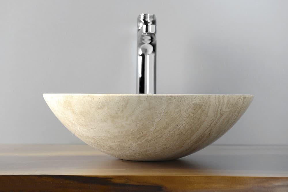 BLOK 1 umywalka kamienna polerowany beżowy trawertyn 40cm