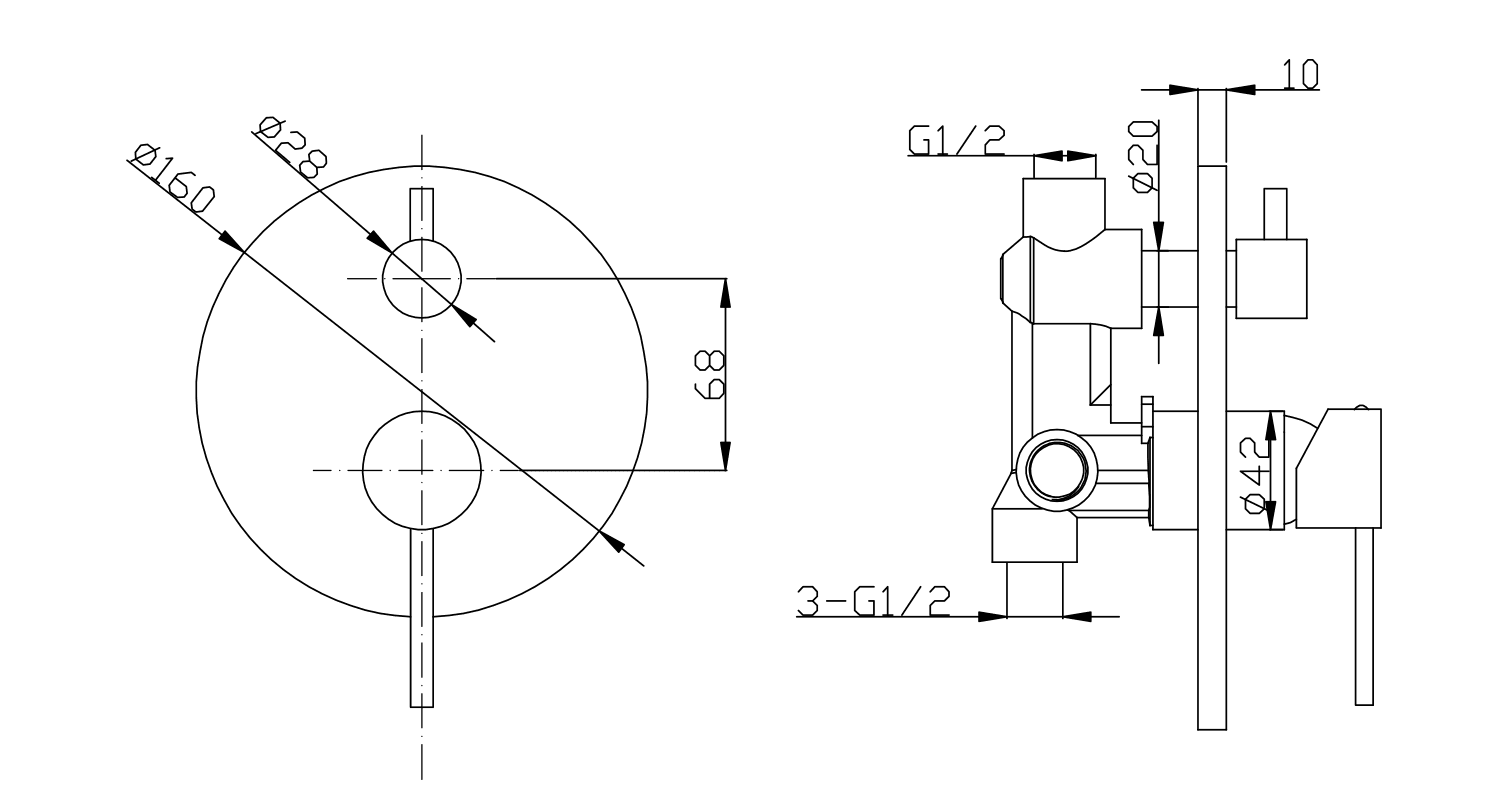 LUKA podtynkowa bateria prysznicowa, 2 funkcje, chrom