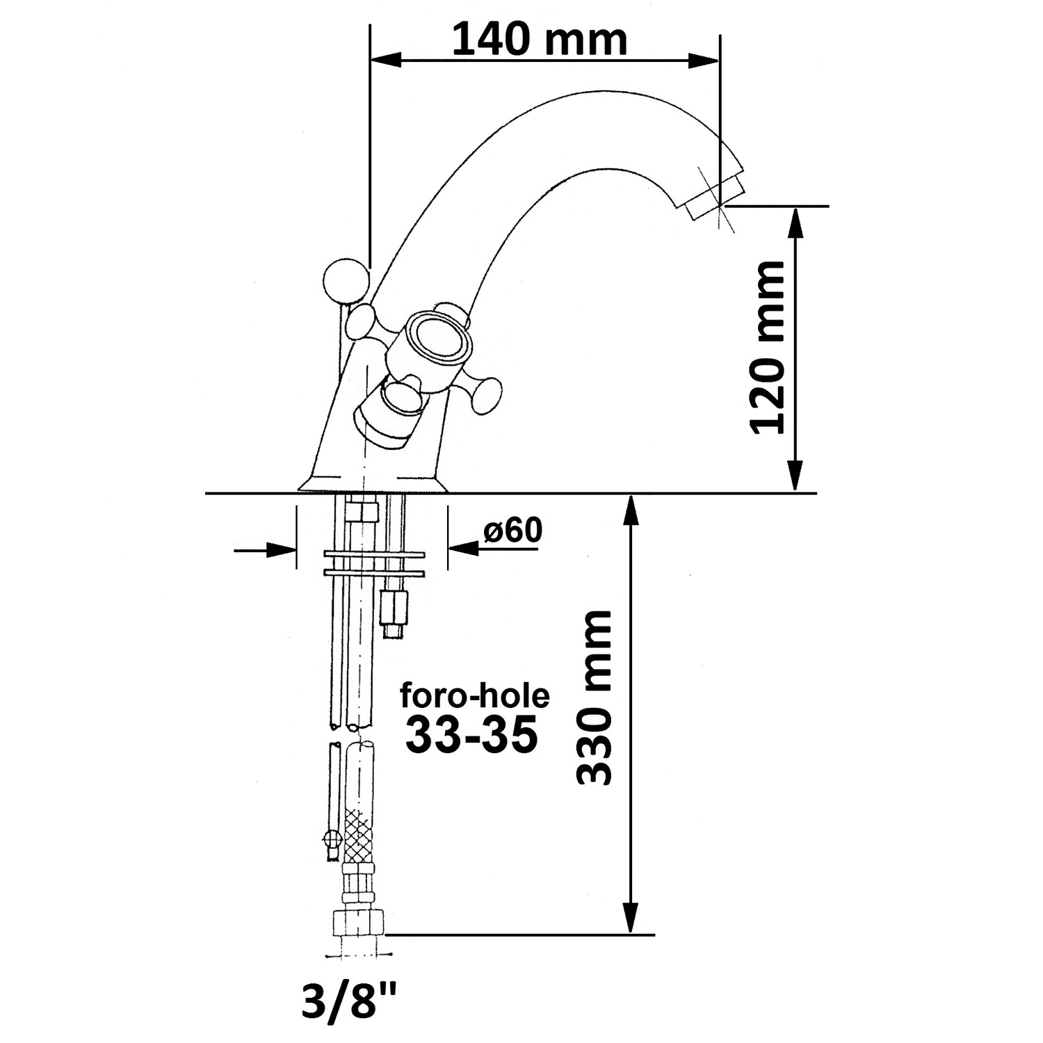 ANTEA wysoka bateria umywalkowa nikiel szczotkowany