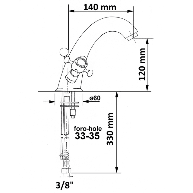 ANTEA wysoka bateria umywalkowa nikiel szczotkowany