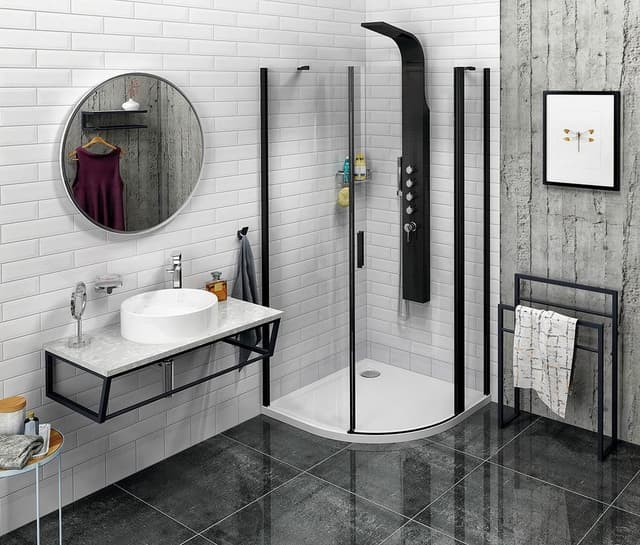 ZOOM LINE BLACK kabina prysznicowa półokrągła 900x900mm