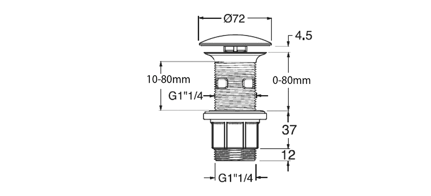 Korek umywalkowy klik-klak, regulowany, chromowany