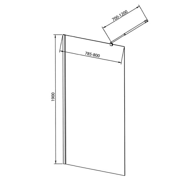 WALK-IN ścianka prysznicowa 800 mm, szkło matowe
