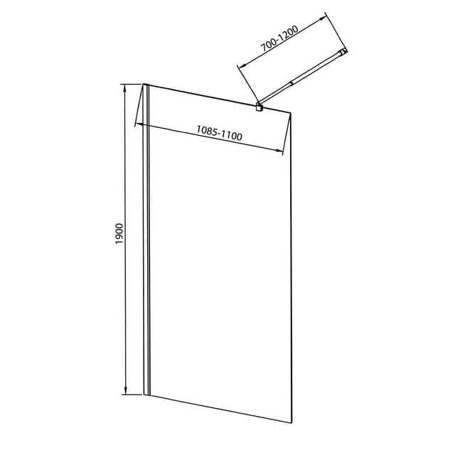 WALK-IN ścianka prysznicowa ze wspornikiem 1100 mm, szkło matowe Brick