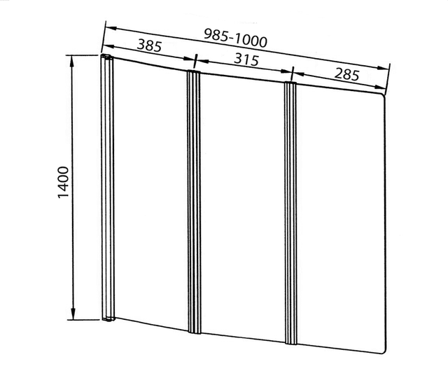 VANDA Parawan wannowy składany 100x140 cm, szkło brick